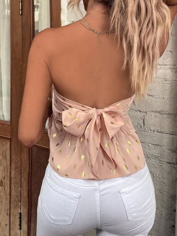 Gold Dot Print Tube Top