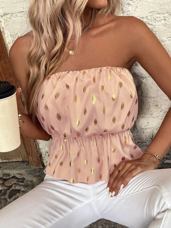 Gold Dot Print Tube Top